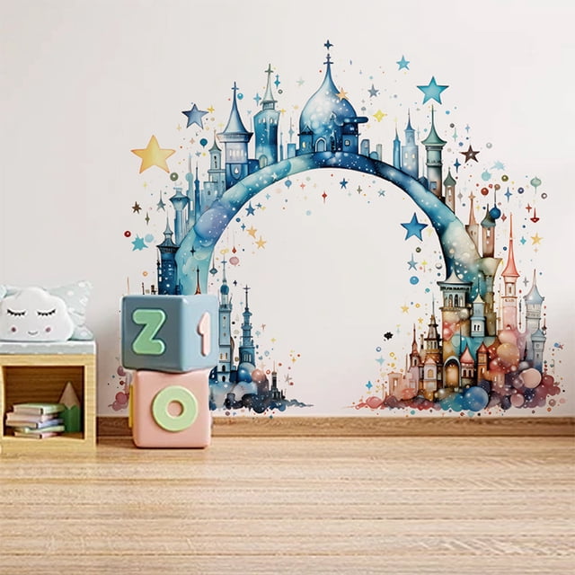 Adhesivos de pared con dibujos animados Fantasy Castle Dreamy Magical Castle