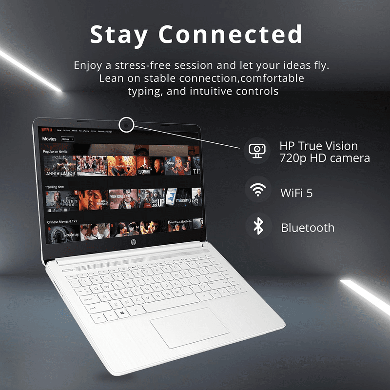 HP Newest HP 14" HD Laptop Light-Weight, Intel Quad-Core N4120, 16GB RAM, 320GB Storage(64GB eMMC+256GB SD Card), 1 Year Office 365, WiFi, Bluetooth 5, USB Type-A&C, Webcam, Win11, Laptops Computers