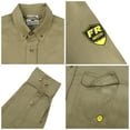 thumbnail image 3 of PTAHDUS 7.5oz Men's Flame Resistant Button Down Shirt, Men Lightweight Twill FR Work Shirt Ideal for Welding and Oil Worker (Khaki, 4X-Large), 3 of 6