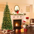 thumbnail image 6 of BN-LINK 6ft Artificial Pre-Lit Pencil Christmas Tree with 8 Lighting Modes, Slim Christmas Tree with 250 Lights, 680 Branch Tips & Metal Stand, Holiday Party Indoor/Outdoor Xmas Decoration, 6 of 7