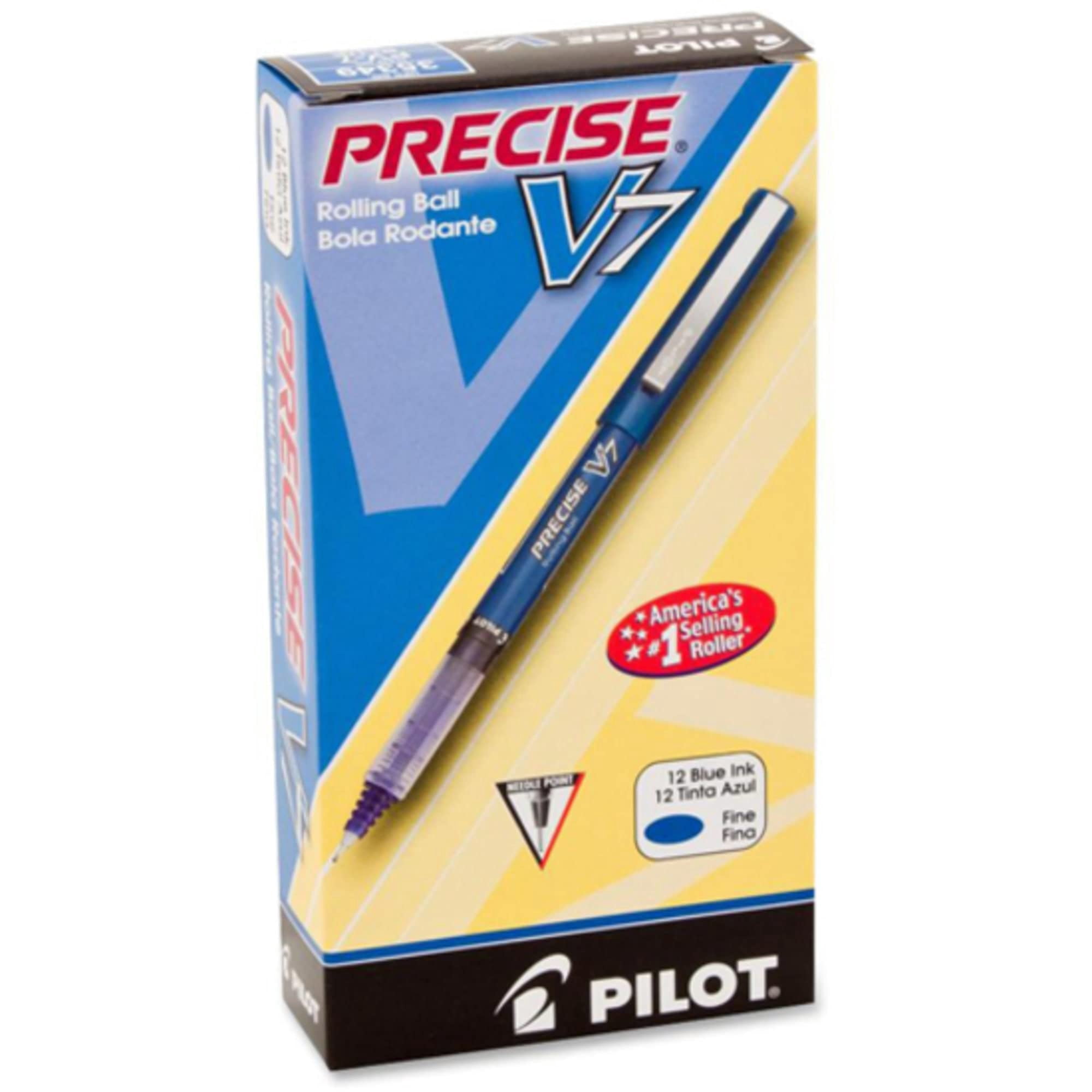 Pilot(R) Precise(TM) V7 Liquid Ink Rollerball Pens, 0.7 mm, Fine Point, Blue Barrel, Blue Ink, Pack Of 12, 35349