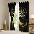 thumbnail image 3 of Homewish Hippie Life Tree Black Out Curtains, Black Gold Sequin Print Curtains Pack of 2 (42x63 Each), Mystic Bohemian Theme Bedroom Curtains, Living Room Curtains Decor, 3 of 6