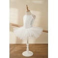 thumbnail image 5 of Lejafay Kids Girls Sequined Ballet Tutu Dress Gymnastics Leotard Dress White XL, 5 of 7