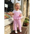 thumbnail image 6 of BemeyourBBs Toddler Baby Girls Striped Overall Romper Cute Infant Baby Girl Summer Clothes Stripe Print Sleeveless Ruffled Wide Legs Long Pants One Piece Jumpsuit, 6 of 9