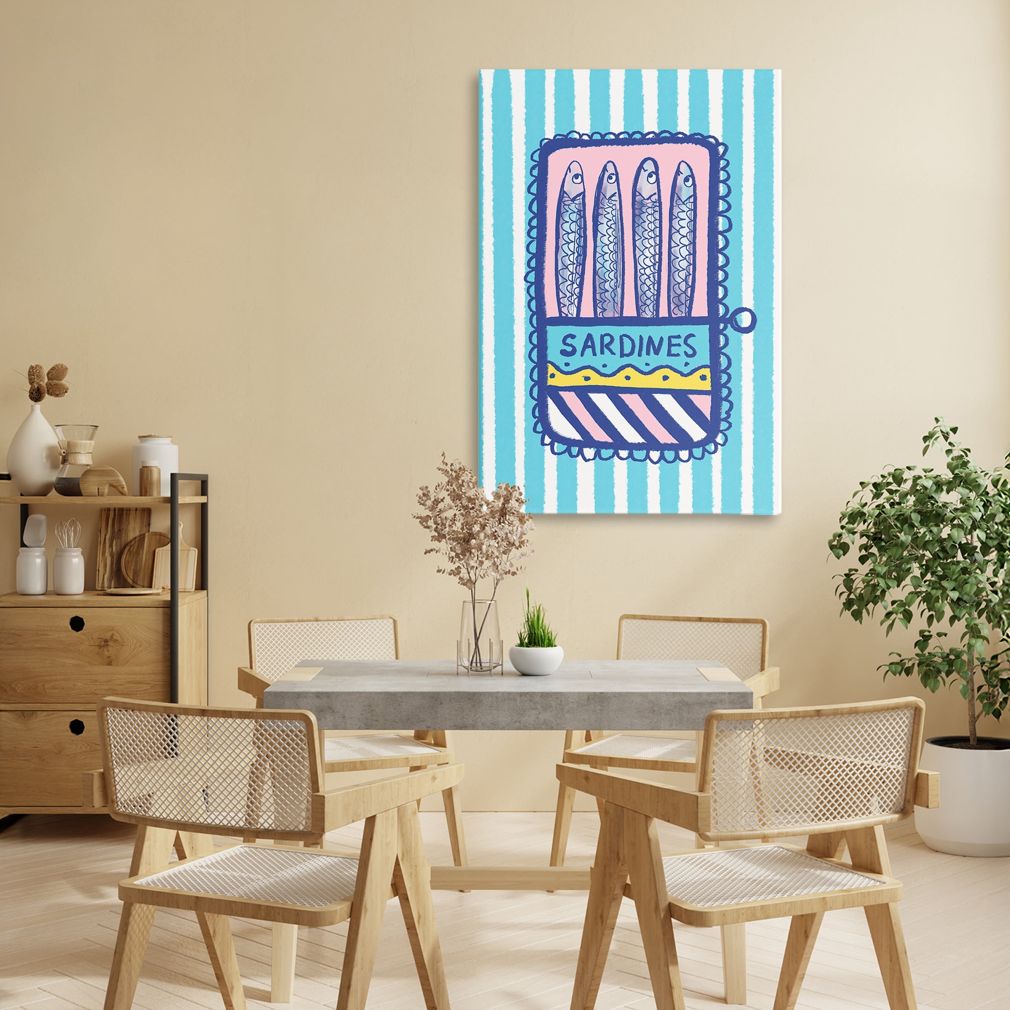 Stupell Industries Pastel & Stripes Sardines Canvas Wall Art, design by Florentina Dolci