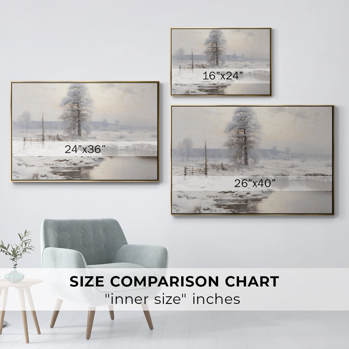 Vintage Landscape-XVI By Wexford Home Framed in Gold Wood Gallery Wrapped Canvas 17 in. x 25 in.