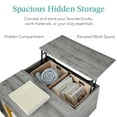 thumbnail image 5 of Best Choice Products Square Rustic Modern Lift Top Coffee Table w/ Cubby, Non-Scratch Pads - Gray, 5 of 8