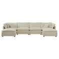 thumbnail image 5 of Williamspace 146.5" Sectional Sofa Couch, Modern Upholstered Oversized U-Shaped Sofa with 2 Ottoman & Toss Pillows, Modular 6 Seat Chenille Fabric Sofa Furniture for Living Room Apartment, Beige, 5 of 7