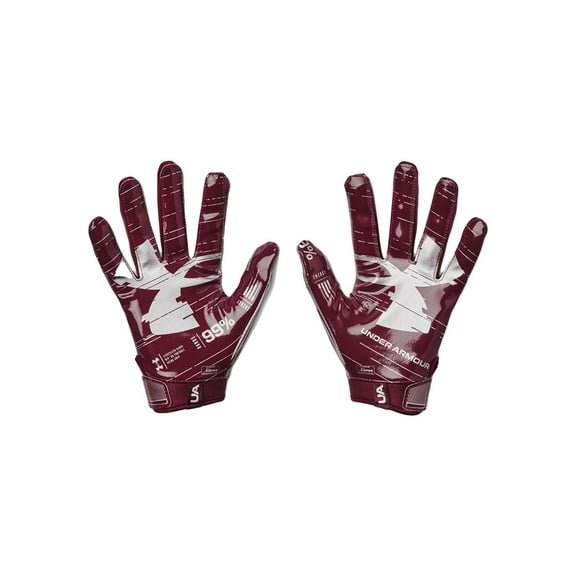 Under Armour Men's UA F8 Football Gloves 1368851-609 Maroon/Metallic Silver