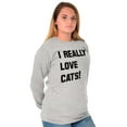 thumbnail image 3 of I Really Love Cats Enthused Pet Lover Long Sleeve TShirt Men Women Brisco Brands X, 3 of 6