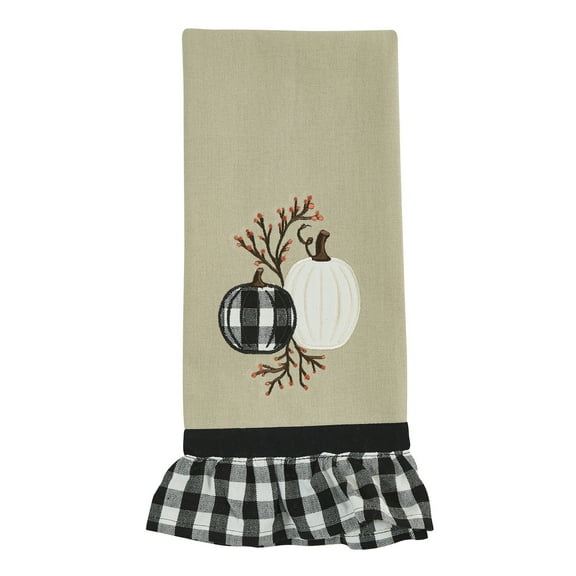 Park Designs Check And Cream Pumpkin Dishtowel Set of 2