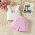 thumbnail image 2 of Agkizg Kids Girls Clothing Set Solid 2 Piece Outfit Sleeveless Tank Top Plaid Shorts Set, 2 of 6