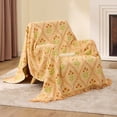 thumbnail image 2 of 100% Cotton Boho Blankets for Home Decor – Floral Printed Quilt Bedding, Muslin Throw Blankets for Adults, Vintage Woven Decorative Blanket for Couch, Bed Layering Use, 90"x104", 2 of 4