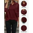 thumbnail image 4 of DOKOTOO Pullover Sweatshirts for Women Casual Textured Tops Lapel Collar Lightweight Shirts Red L US12-14, 4 of 7