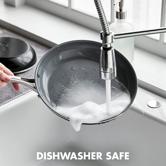 Healthy Ceramic Nonstick Frying Pan Set, 8" and 10", PFAS-Free, Dishwasher Safe, Oven Safe, Black