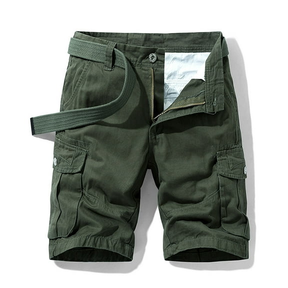 Jophufed Fashion Men's Pants Pocket Zipper Buttons Solid Leisure Time Tooling Shorts Cargo Pants