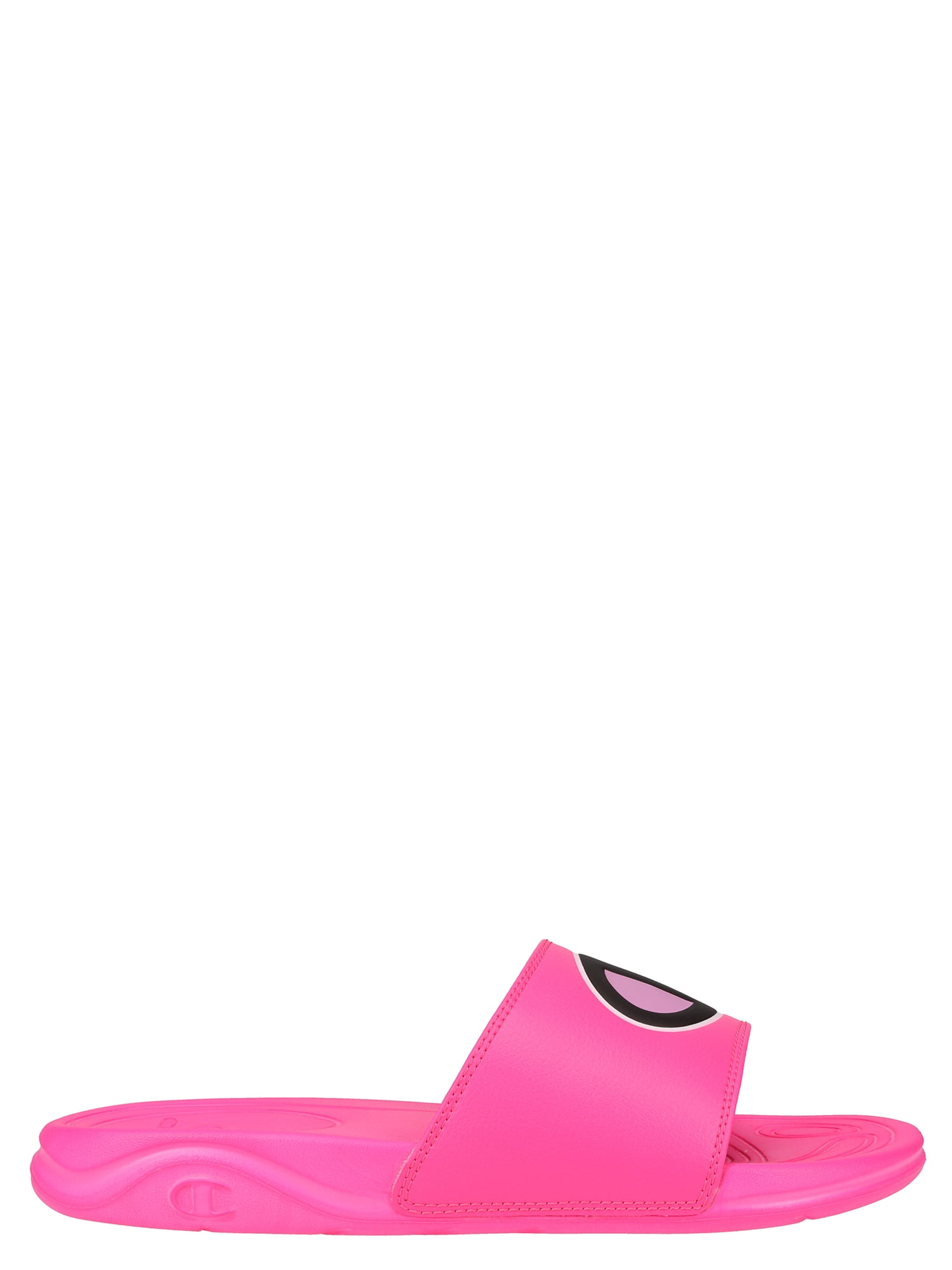 Champion Girl's Lightweight Slide Sandals, Open toe Neon Pink & Black, 7