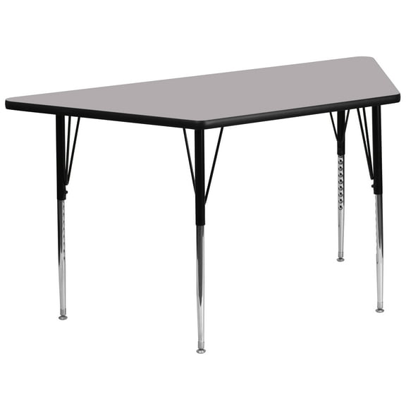Emma Oliver Trapezoid Grey Thermal Laminate Adjustable Activity Table