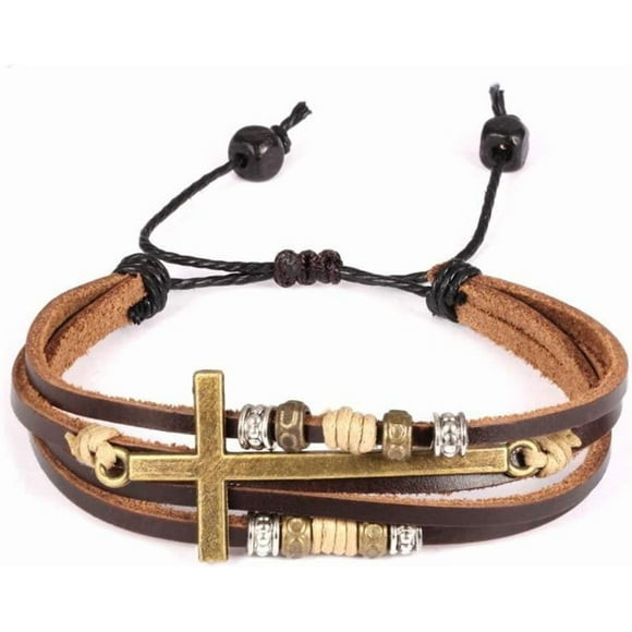 Religious Cross Wrap Bracelets Women Leather Christian Jewelry for Confirmation Gifts, Adjustable