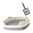 thumbnail image 2 of Caja de Arena para Gatos de Entrada Baja, Resistente a Salpicaduras, Suministros para Mascotas, Arenero Fácil de Limpiar, Cama para Gatos de Interior, Gris, 2 of 8