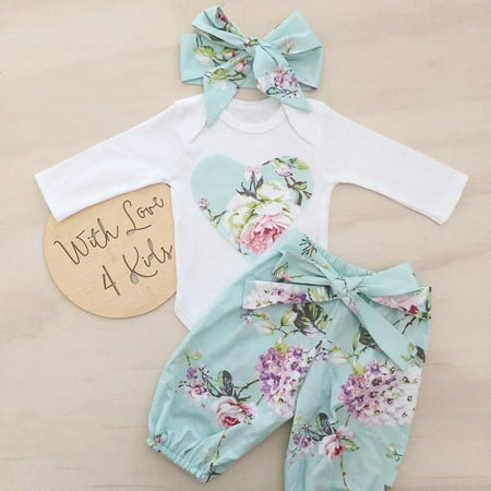 Floral Outfit Girl - Newborn Kid Baby Girl Floral Clothes Jumpsuit Romper Bodysuit Pants Outfit Set Y