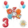 13 pc Dr Seuss Cat in the Hat 3rd Birthday Party Balloon Supplies and Decorat...