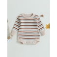 thumbnail image 2 of Bagilaanoe Newborn Baby Girls Knit Romper Sweater Long Sleeve Loose Stripe Bodysuit 3M 6M 12M 18M 24M Infant Casual Jumpers Tops Fall Loose Knitwear, 2 of 8