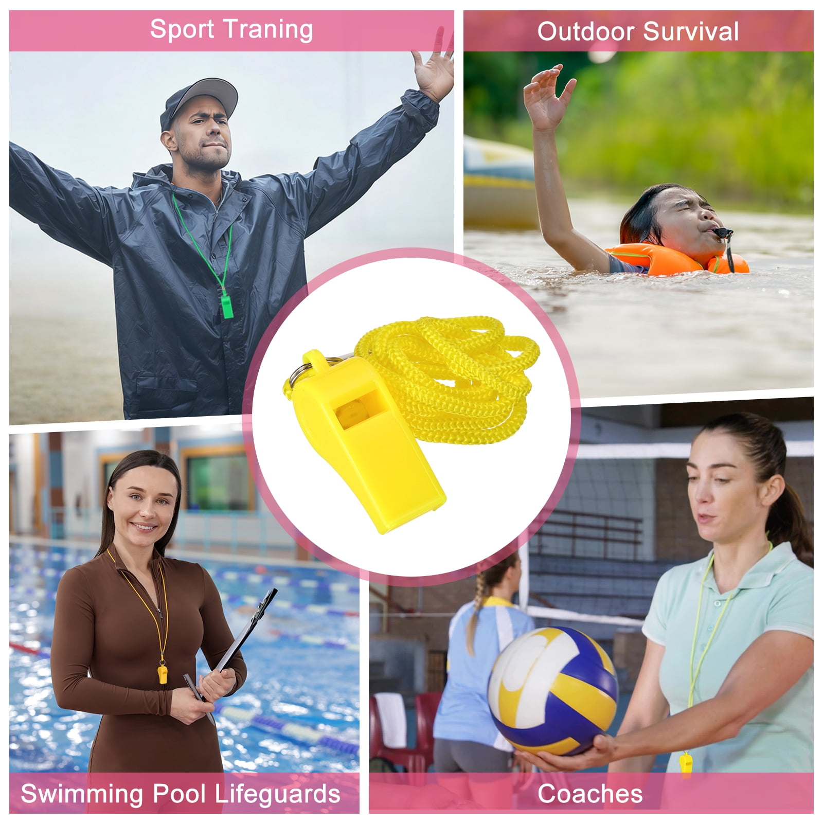 Uxcell Plastic Whistles with Lanyard, Training Sports Gather Whistles Loud Crisp Sound Colorful Bulk Whistle 36 Pcs & Yellow -Fitting for (Coaches/Referee/Outsides/Team Events)