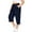 Navy Blue, variant on Plus Size Capris 3X Navy Blue Womens Knit Yoga Capri Pants Summer Casual Elastic Waist Lounge Capris Drawstring Workout Activewear Pants Loose Fit Sweatpants with Pocket 3XL 22W 24W