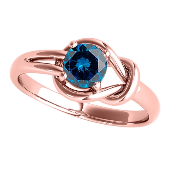 MauliJewels 1.00 Carat Natural Blue Diamond Engagement Ring for Women | Round Blue Diamond Solitaire | 14K White Gold, Rose Gold, Yellow Gold | Statement Bridal Ring