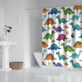 thumbnail image 2 of White Cartoon Dinosaurs Leaves Pattern Shower Curtain 84"x72" ,Bathroom Decorative Shower Curtains Set with 12 Hooks,Modern Waterproof Washable Shower Curtain, 2 of 6