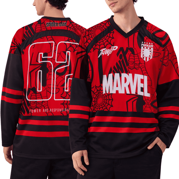 Marvel Mens Hockey Jersey Spider-Man Mickey Mouse Punisher Long Sleeve Mesh Hockey Jerseys for Men