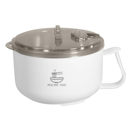 

Noodles Bowl with Lid Handle Stainless Steel Soup Bowl Instant Noodles Household Bowl