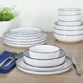 Gibson Home Vienna 16Piece Elegant Round Modern Porcelain Dinnerware Set, White with Blue Rim