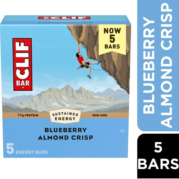 CLIF BAR - Blueberry Almond Crisp - Made with Organic Oats - 11g Protein - Non-GMO - Plant Based - Energy Bars - 2.4 oz (Pack of 2)