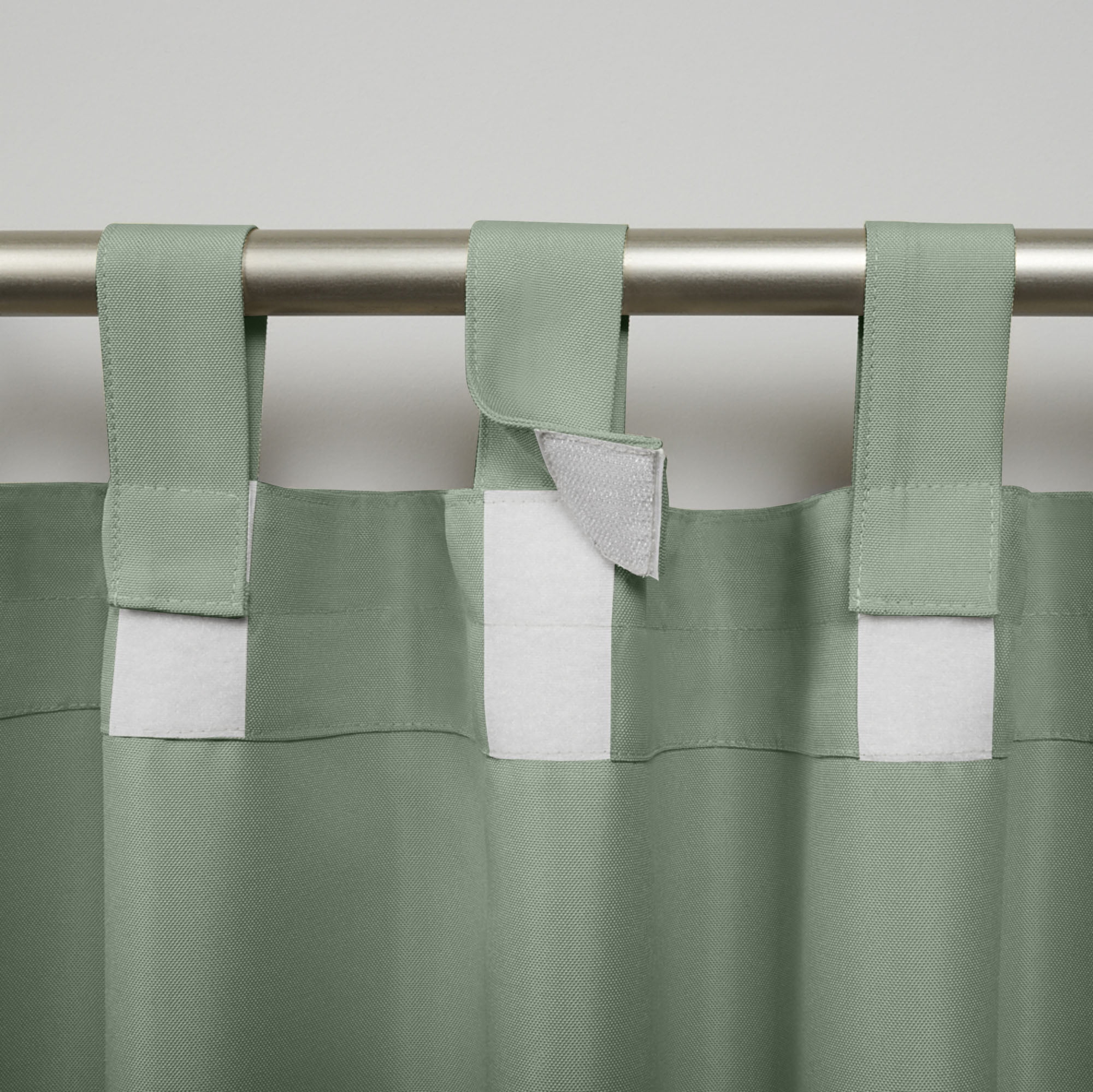Exclusive Home Cabana Solid Indoor/Outdoor Light Filtering Hook-and-Loop Tab Top Curtain Panel Pair, 54"x120", Seafoam