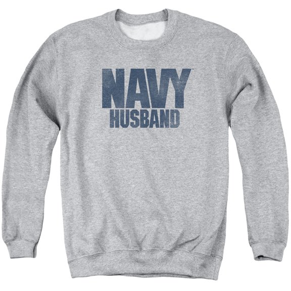 Navy Husband Adult Crewneck Sweatshirt Athletic Heather