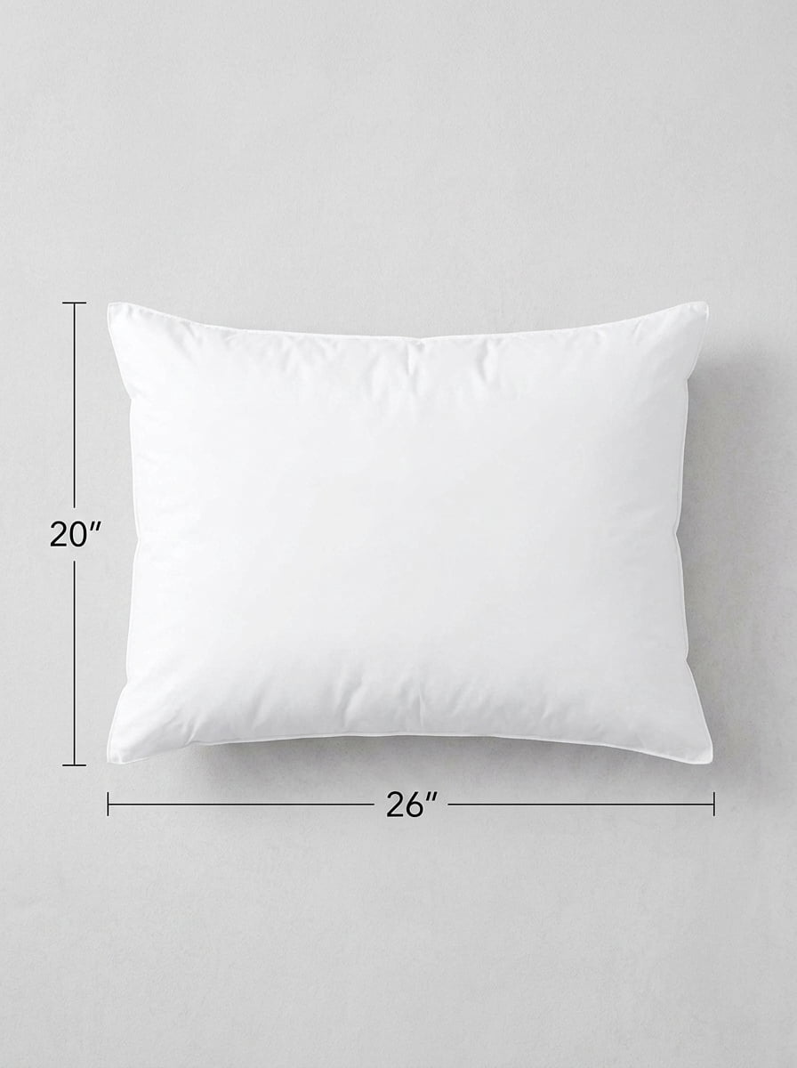 Ultra Thin Flat Bed Pillows Standard Size Set of 2, 20x26 Inch Soft Sleeping Pillows for Back Stomach Sleepers, Machine Washable Skin Friendly, White