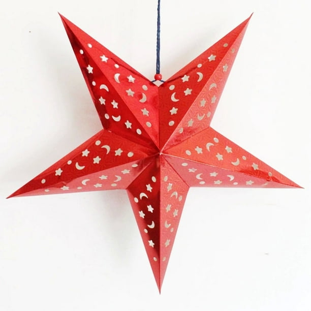 30/40/50cm Pentagramme Abat-Jour Étoile Lanterne en Papier Suspendu Décors de Noël de Mariage