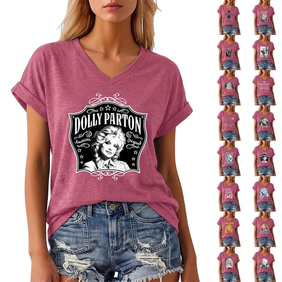 bravefron Dolly Doll Shirt For Fans Country Music Retro Graphic Tee, Unisex Short Sleeve Crewneck Top