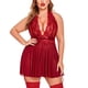 thumbnail image 2 of Lencería Sexy de talla grande para mujer, camisón de encaje con cuello Halter, camisón de tentación, picardías, ropa interior, camisón + Tanga, ropa de dormir Fridja nalpqowj39444, 2 of 7