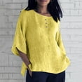 thumbnail image 2 of Lzobxe Tops for Women Trendy Summer Solid Color Cotton Linen Short-Sleeved Round Neck Loose Casual Tops,Sizes S-5XL, 2 of 6