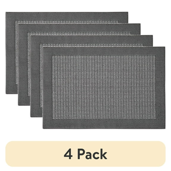 (4 pack) Mainstays Farmhouse Faux Sisal Olefin Gray Border Indoor Accent Rug, 2'6" x 3'10"
