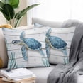 thumbnail image 3 of Outdoor Pillow Cover Blue Turtle Seaweed Set of 2 Waterproof Throw Pillowcases White Wood Grain Decorative Patio Furniture Pillows for Couch Garden Indoor & Outdoor Use, 3 of 9
