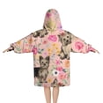 thumbnail image 2 of Yorkie Dog and Flower Florals Blanket Hoodies for Kids 6-13YR Oversize Wearable Blanket Hoodies for Boys Girls Teens, 2 of 7