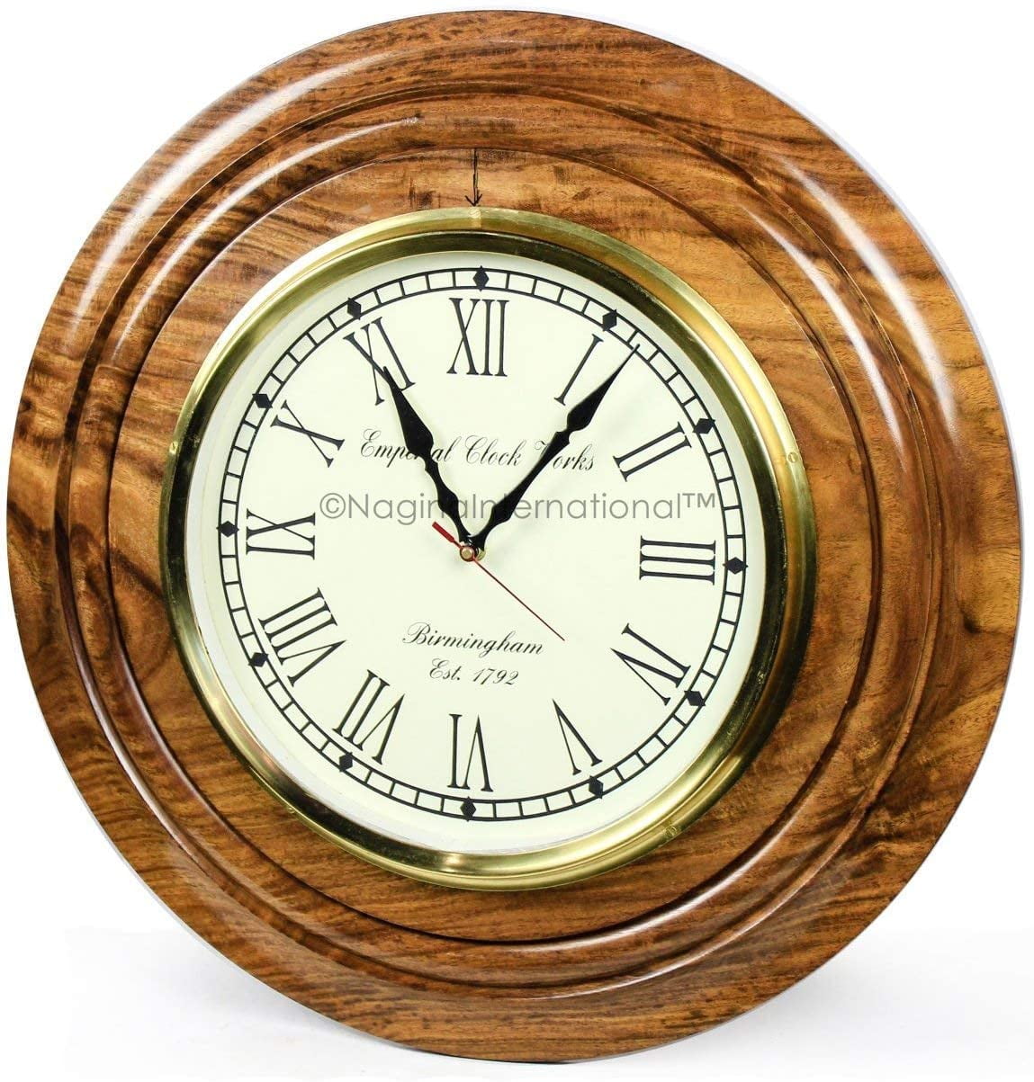 Brass Ring Clock On Rosewood Base (Yellow Roman Dial Imperial Clock