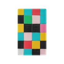 Yayeee Blank Wall Plate Cover 1-Gang 4.5"x2.7" Home Unused Decorative Outlet, Blue Checkered Pattern