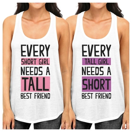 Tall Short Friend Best Friend Gift Shirts Womens White Funny