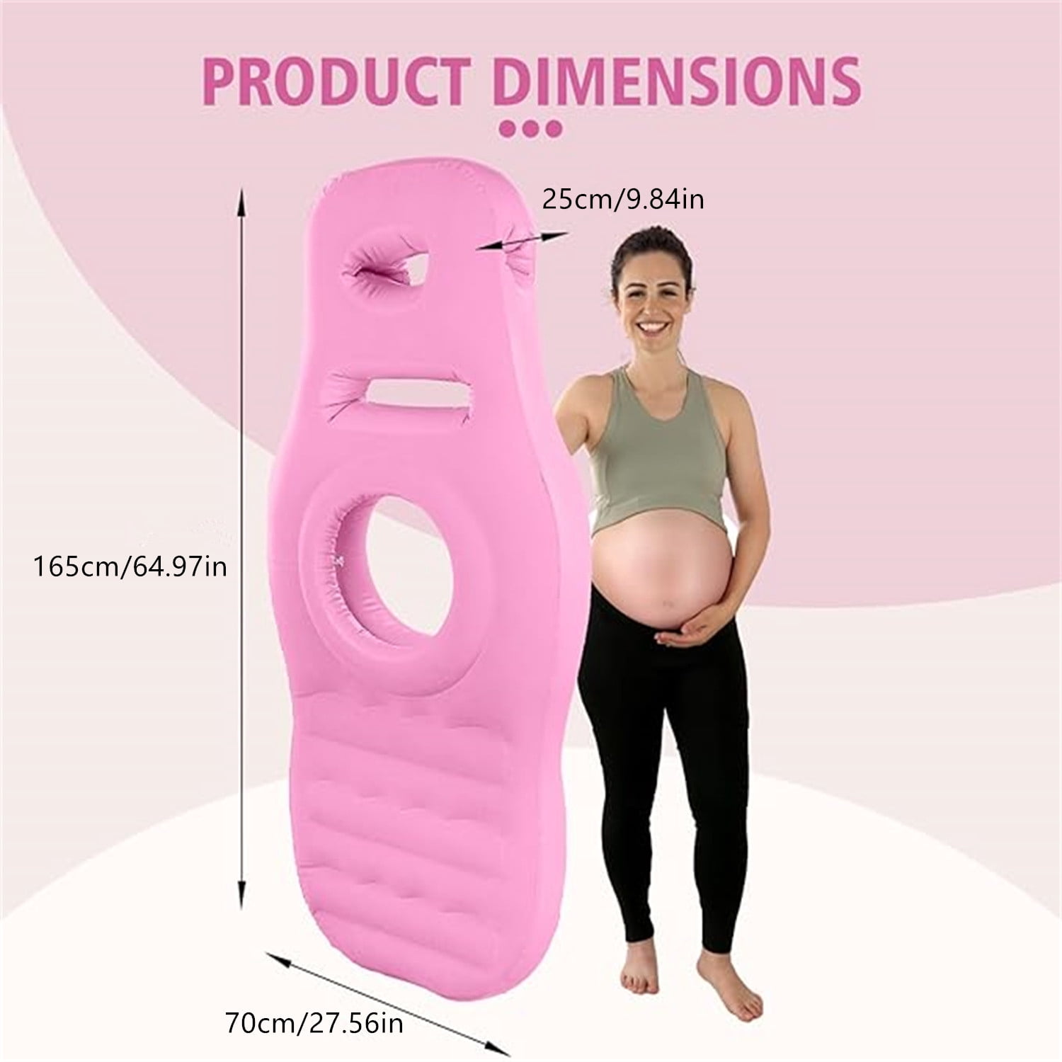 Inflatable Full Body Pregnancy Pillow, Full Body Maternity Airbed with Belly Hole for Comfort – Best Prone Sleeping Support for Pregnant Women – Portable, Adjustable & Travel-Friendly, Pink