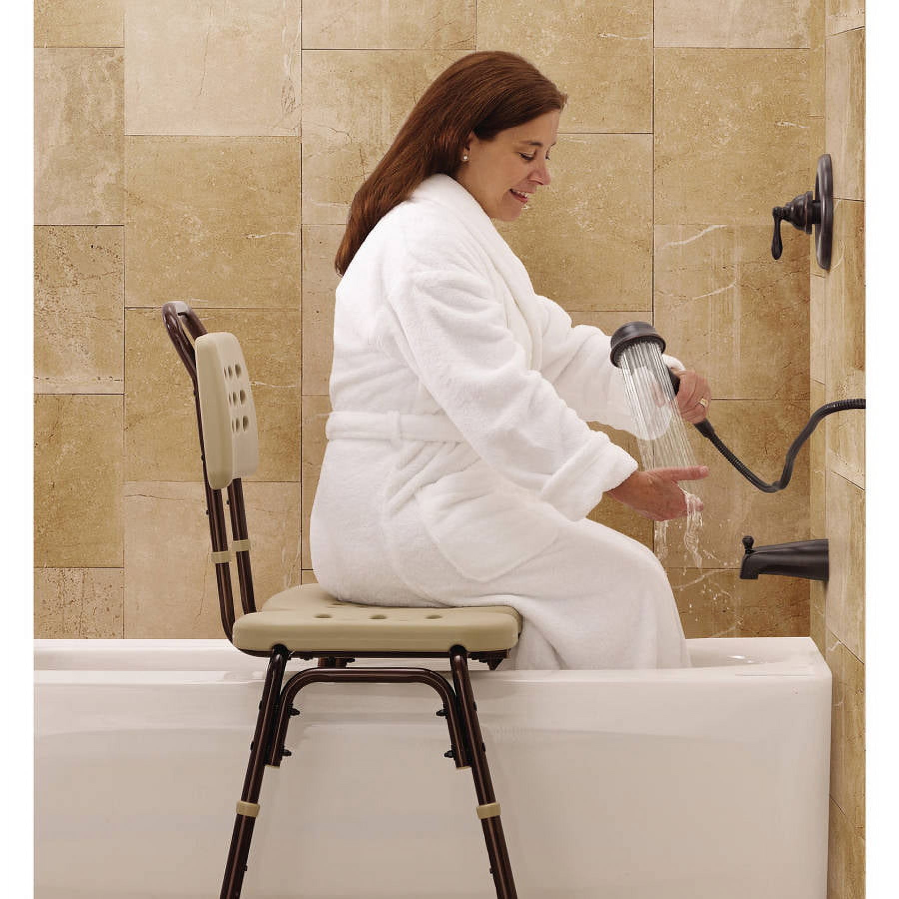 Free Shipping Medline Elements Transfer Shower Bench with Microban 350 Weight Capacity Bronze Frame Walmart